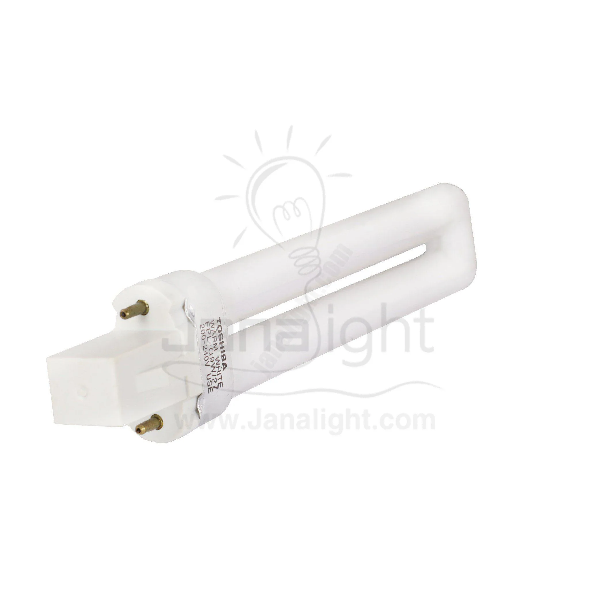 لمبة موفرة 9 وات اصابع 2 بنز مستطيلة وورم توشيبا Fluorescent Lamp 9 W 2 Pin White